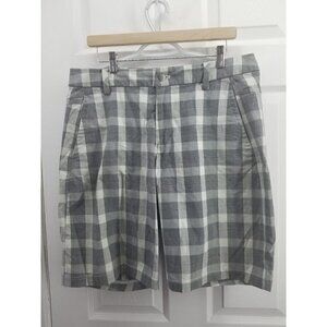 Lululemon Grey Plaid Flat Front Golf Shorts Sz 36